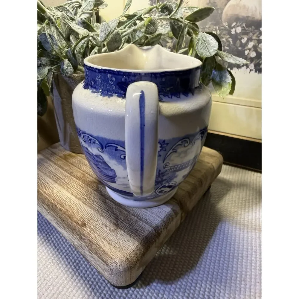 Vintage Olde English Staffordshire Rock City Garden Blue Transferware 4” H